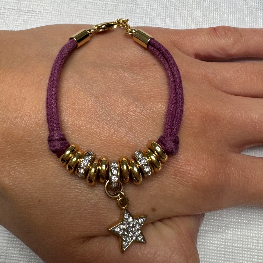 Juicy Couture Purple and Gold Star Charm Bracelet